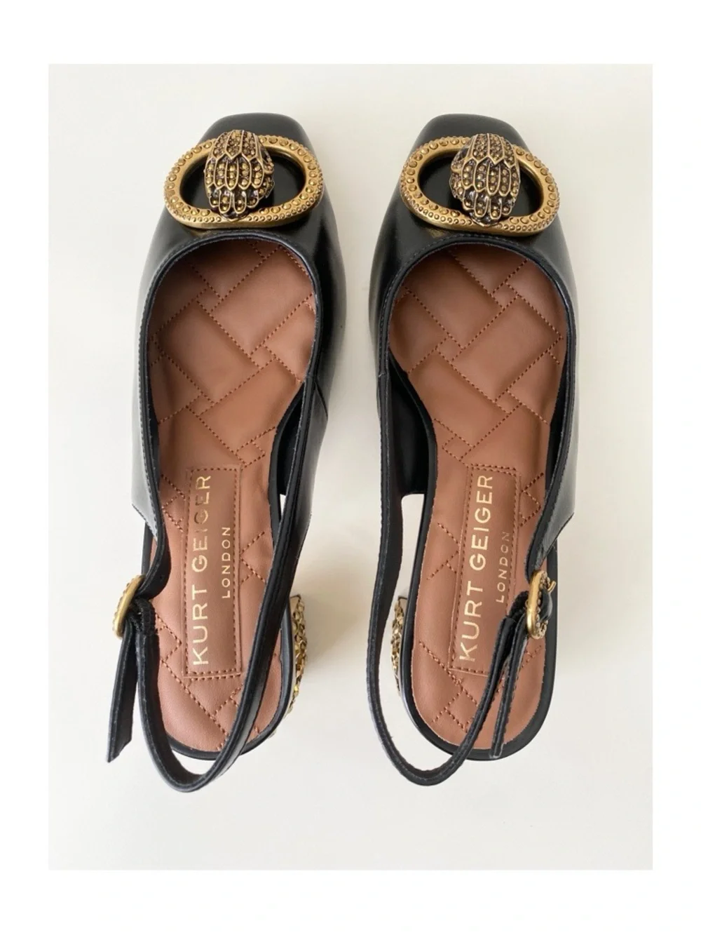 Kurt Geiger London Chelsea Block Slingback Heels in Black  Size EU 38 US 7.5
